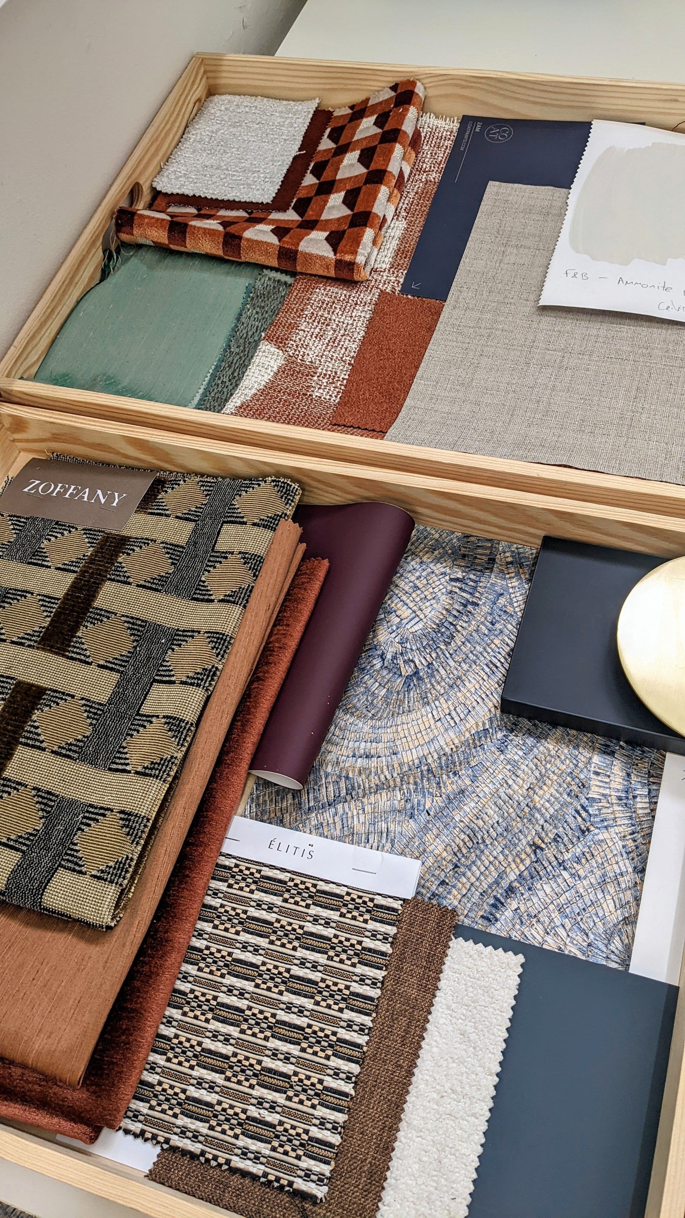 showing fabric and design prints