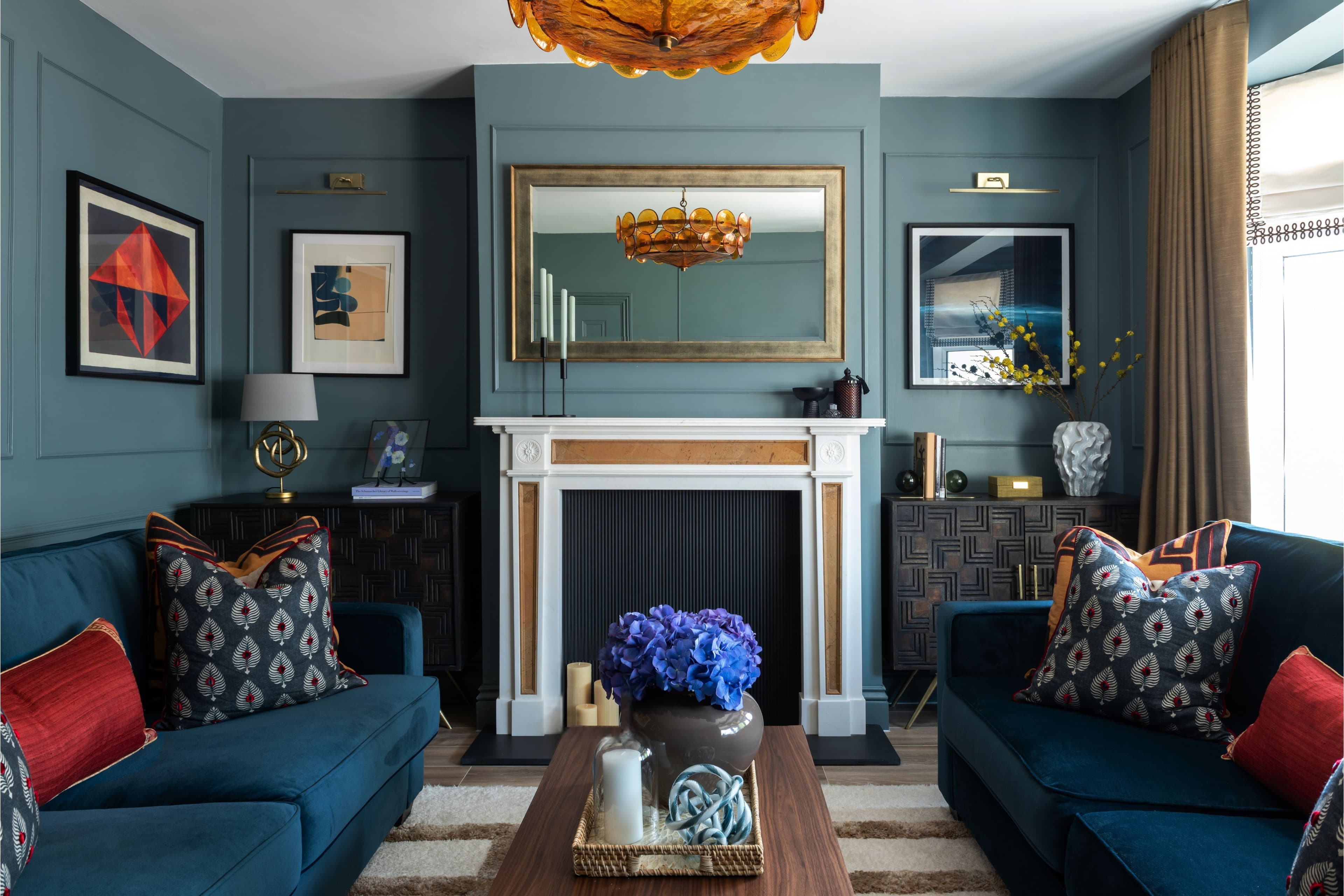 navy living room